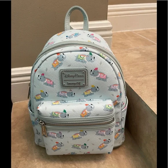 Disney Parks Excl. Dumbo Flying Elephant Light Blue Loungefly Backpack NWT Loungefly Disney Dumbo Flower Field Mini Backpack | Hot Topic main image 4